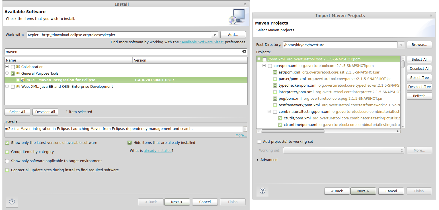 Installing the m2e plugin