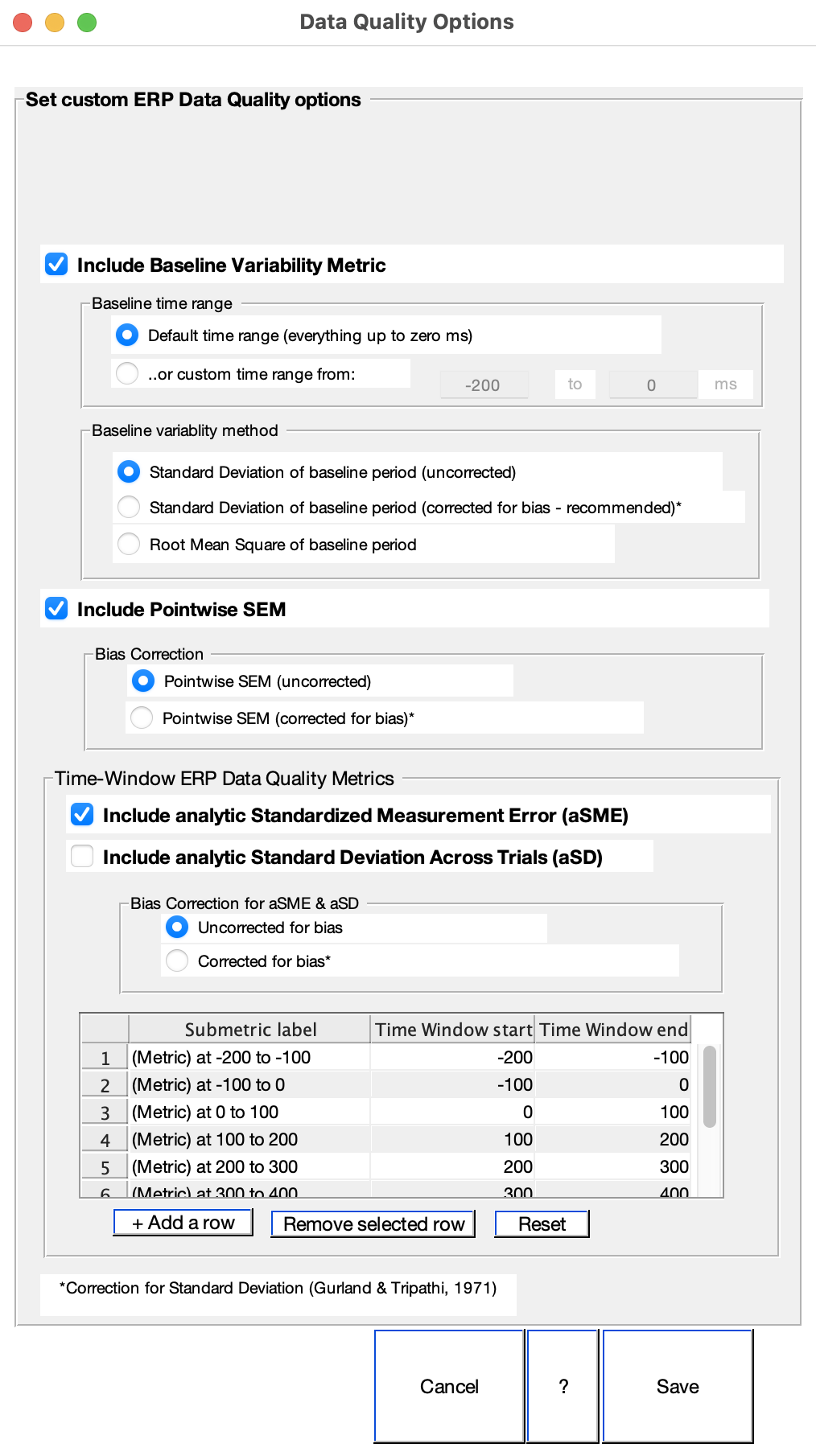 Data Quality Options